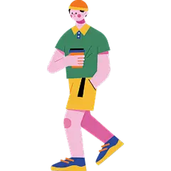 扁平风潮流男孩主题插画-拿咖啡