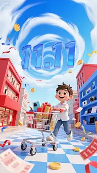 双十一促销感3D卡通背景