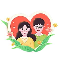 卡通感情人节情侣元素贴纸