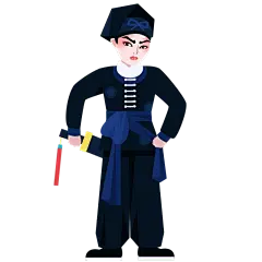 中国风-扁平京剧人物插画1
