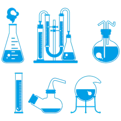 常规内容-图标系列扁平风蓝色试管化学科学图标元素组合