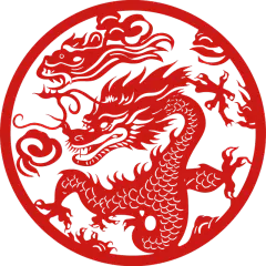 新年春节新春龙年2024剪纸风龙元素