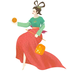 中秋打灯笼吃月饼的仙女