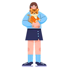 SVG-人与宠物亲吻元素贴纸-小老虎