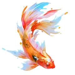 动物系列厚涂插画金鱼
