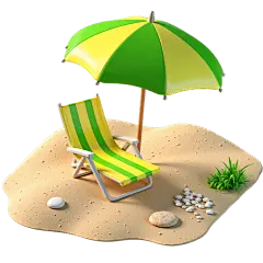 风光系列3D立体沙滩椅遮阳伞元素贴纸