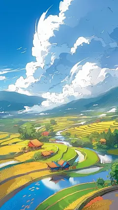 芒种通用插画芒种大场景背景图片素材
