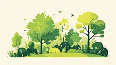 常规内容-风光系列插画风草坪植物图片