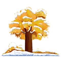 手绘冬季雪花发财树元素