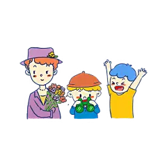 卡通感儿童节人物元素贴纸