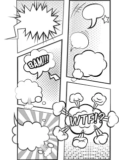 通用边框黑白漫画风多个爆炸贴纸元素素材