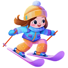 健身系列插画感儿童滑雪元素