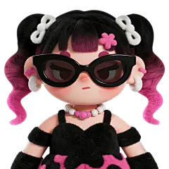 人物系列3D双马尾戴墨镜的黑衣女孩元素