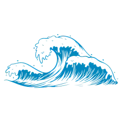 手绘-矢量风自然元素海浪贴纸7