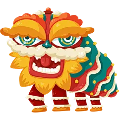 春节手绘卡通插画-舞狮