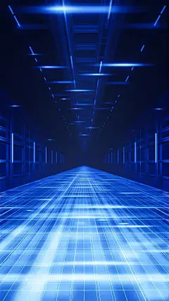 常规背景系列科技风网格地面蓝色透视背景