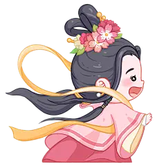 手绘-卡通七夕元素贴纸-织女