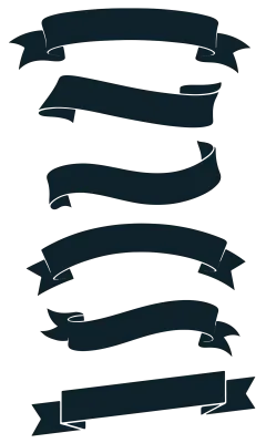 边框系列深蓝色飘带标题边框组合元素贴纸（td）