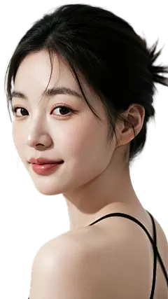 人物系列写实感黑色扎发黑色吊带女性半身元素