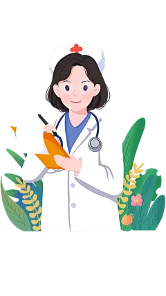 人物系列卡通感插画微笑女医生+植物元素