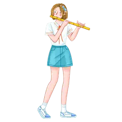 手绘-演奏人物元素-吹笛子