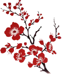 扁平红色梅花花朵