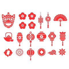 常规内容-中国风矢量红色新年元素组合