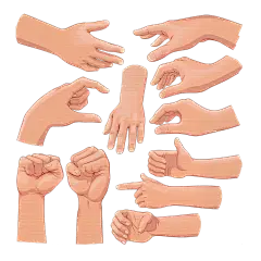 常规内容-人体部位简约插画风手元素组合