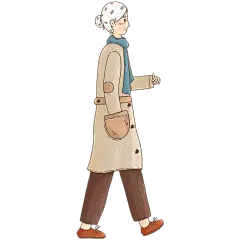 手绘-老人元素人物插画6