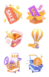 素材组合-电商618双十一双11双十二双123D立体C4D促销优惠活动折扣元素