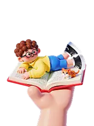 开学季软3D人物书本元素