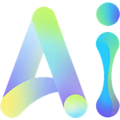 科技风插画风彩色蓝紫色创意AI艺术字元素