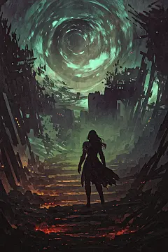 常规内容-科技风系列游戏风末世场景插画