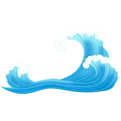 风光系列扁平插画风翻涌卷曲的浪花