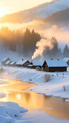 冬天实景感雪地光影云雾背景