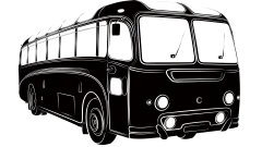 常规内容-图标系列扁平风黑色大巴车元素