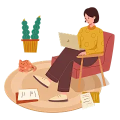 手绘-人物电脑办公元素