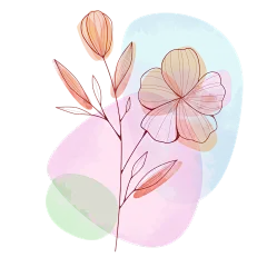 梦幻粉色线稿花卉元素
