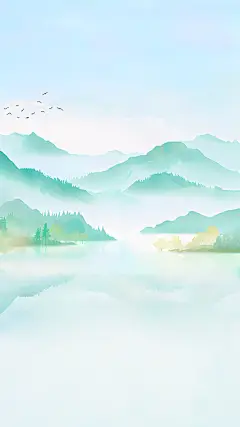 中国风通用3D展台山水背景图片素材