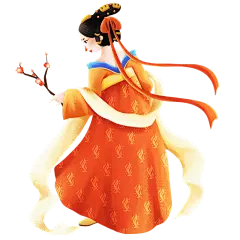 手绘-手绘汉服少女贴纸