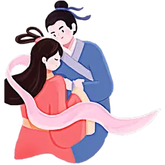 手绘-七夕人物元素-情侣