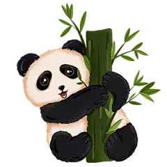 手绘-竹子熊猫动物元素贴纸7