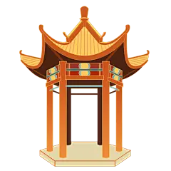 凉亭元素创意贴纸-扁平