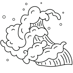 手绘-线性矢量简笔画浪花贴纸3