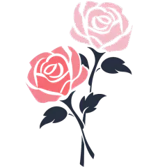 植物矢量插画红粉色玫瑰元素素材