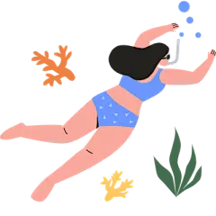 扁平风家居生活主题人物插画-游泳
