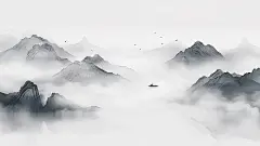 中国风通用墨色古风山水背景场景图片素材