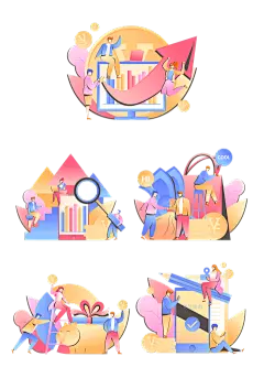 素材组合-手绘-金融理财主题4、手绘-金融理财主题5、手绘-金融理财主题6