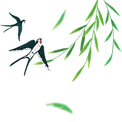 春分油画风燕子柳树元素