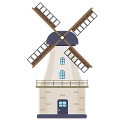 卡通风建筑元素风车贴纸1